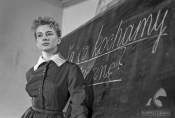 Bożena Kurowska w filmie "Lotna" w reż. Andrzeja Wajdy, 1959 r., fot. Antoni Nurzyński, źródło: Fototeka FN