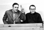 Andrzej Żarnecki i Jan Mysłowicz w filmie „Struktura kryształu" w reż. Krzysztofa Zanussiego, 1969 r., źródło: Fototeka FN