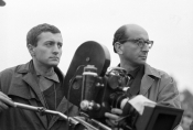 Andrzej Kostenko i Jerzy Lipman na planie filmu „Popioły", fot. Tadeusz Kubiak, źródło: Fototeka FN