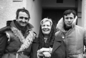 Marek Koterski, Bohdana Majda i Zbigniew Wichłacz na planie filmu „Dom wariatów", źródło: Fototeka FN