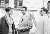 Zofia Słaboszowska, Horst Drinda i Wanda Jakubowska, „Spotkania w mroku", fot. Tadeusz Kubiak, źródło: Fototeka FN
