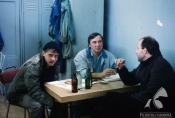 Wojciech Malajkat, Janusz Kijowski i Piotr Machalica, „Stan strachu", fot. Romuald Pieńkowski, źródło: Fototeka FN